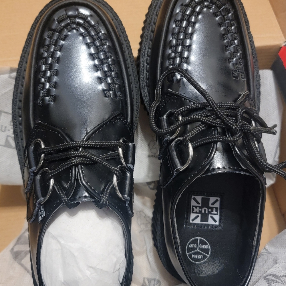T.U.K. Black Leather Viva Low Creeper